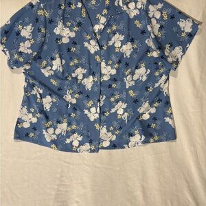 Laura Scott Blue Floral Button Down Blouse